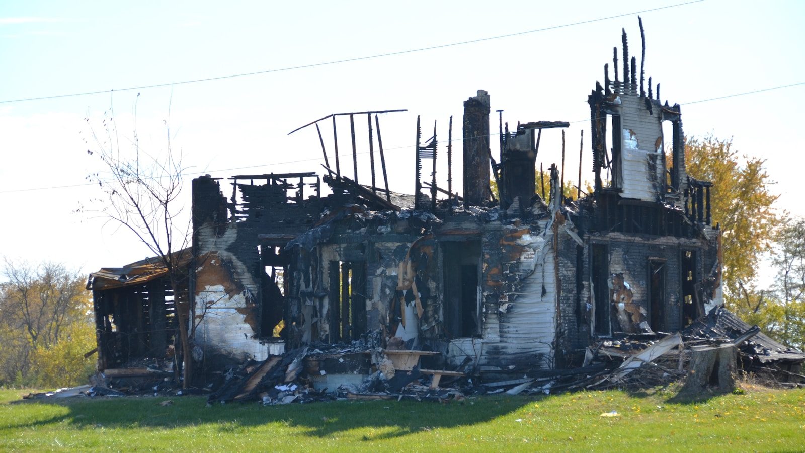 Soot and smoke damage cleanup in progress